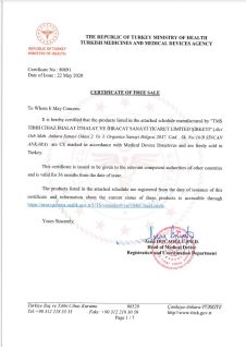 SERBEST SATIŞ SERTİFİKASI